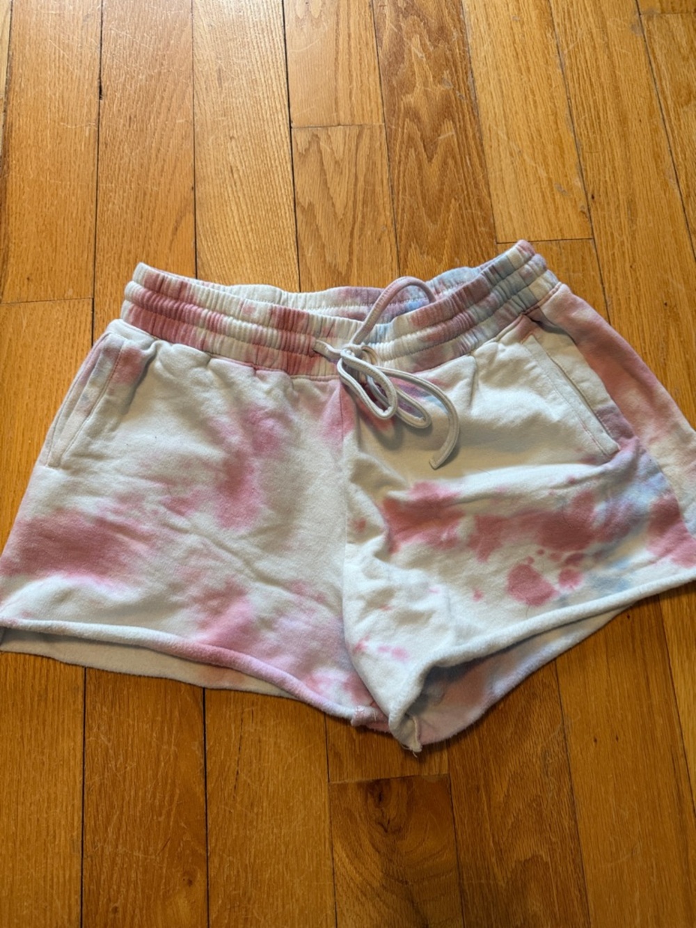 Women's Tie-Dye Lounge Shorts - Pink & White sweatshirt material. Like new. Med